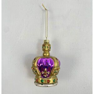 Christmas Ornament Crown Royal Purple Gold NIB Glass State Crown Parliament UK